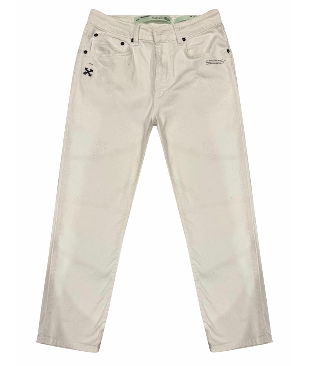 OFF-WHITE Белые хлопко-эластановые джинсы слим, фото 1