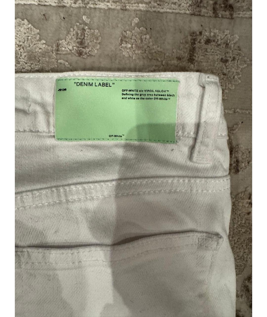 OFF-WHITE Белые хлопко-эластановые джинсы слим, фото 3