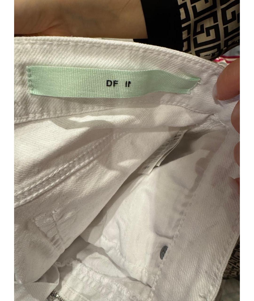 OFF-WHITE Белые хлопко-эластановые джинсы слим, фото 5