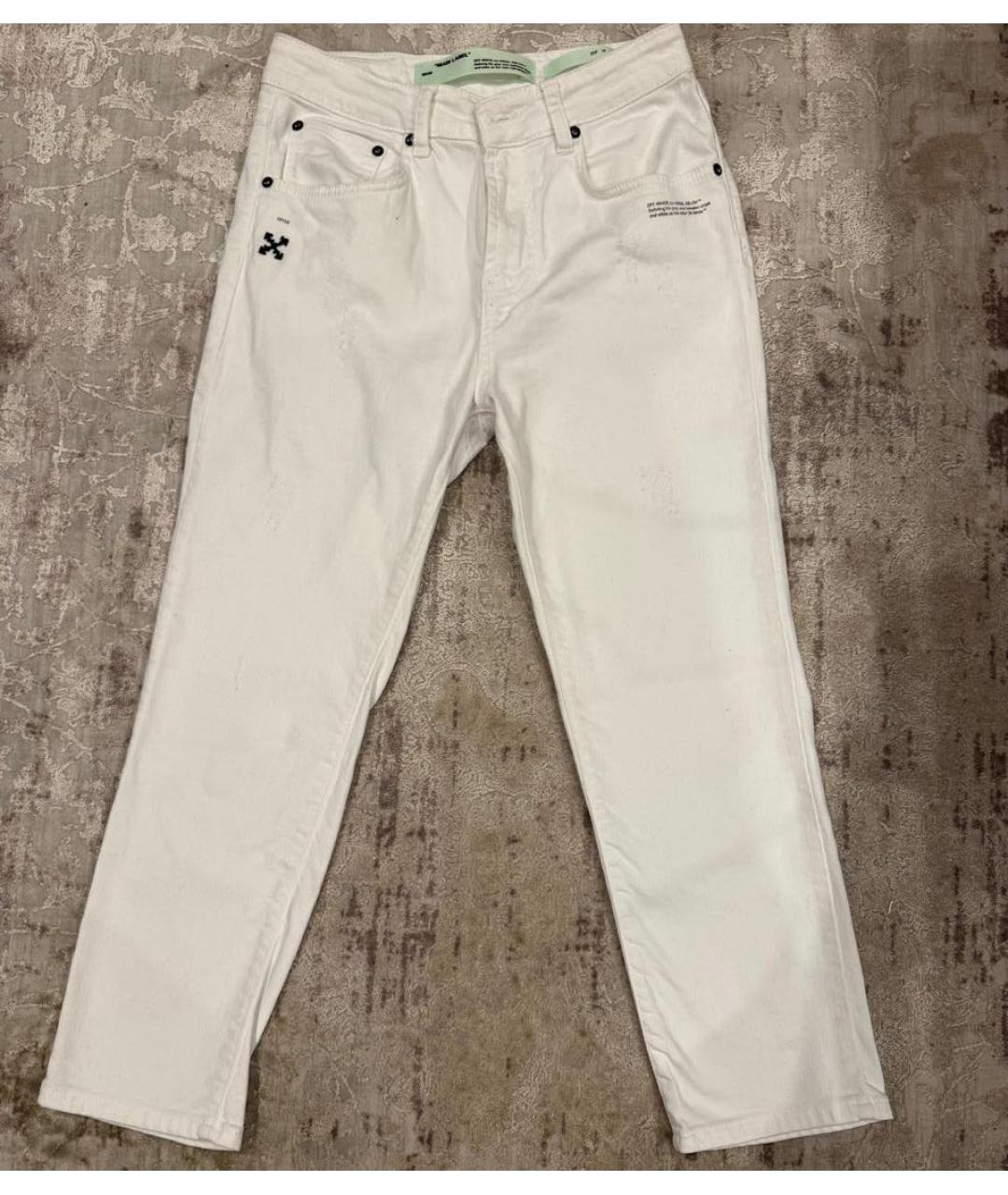OFF-WHITE Белые хлопко-эластановые джинсы слим, фото 9