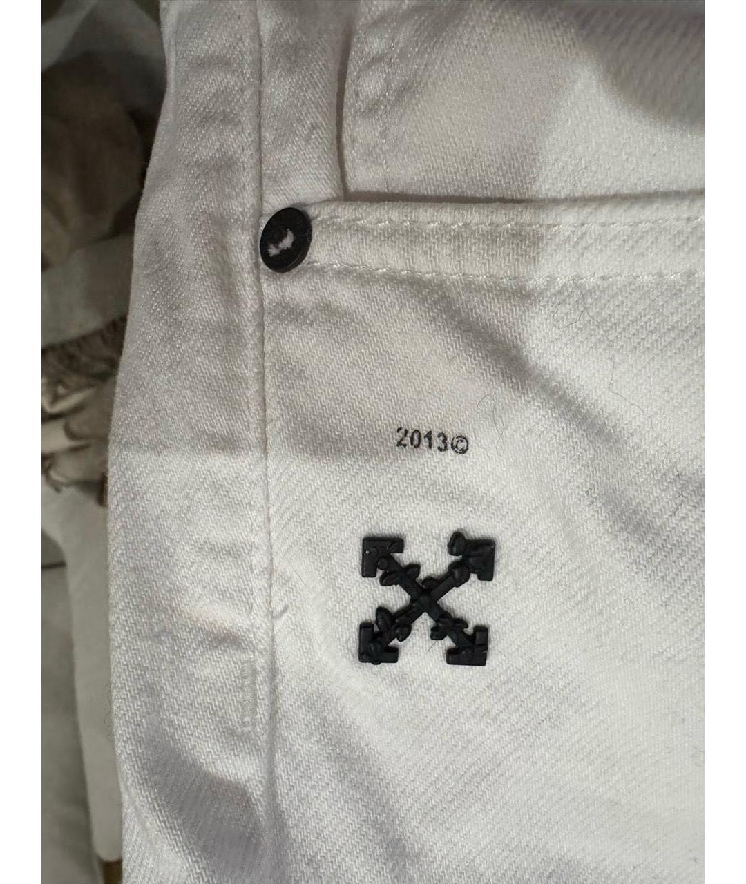 OFF-WHITE Белые хлопко-эластановые джинсы слим, фото 6