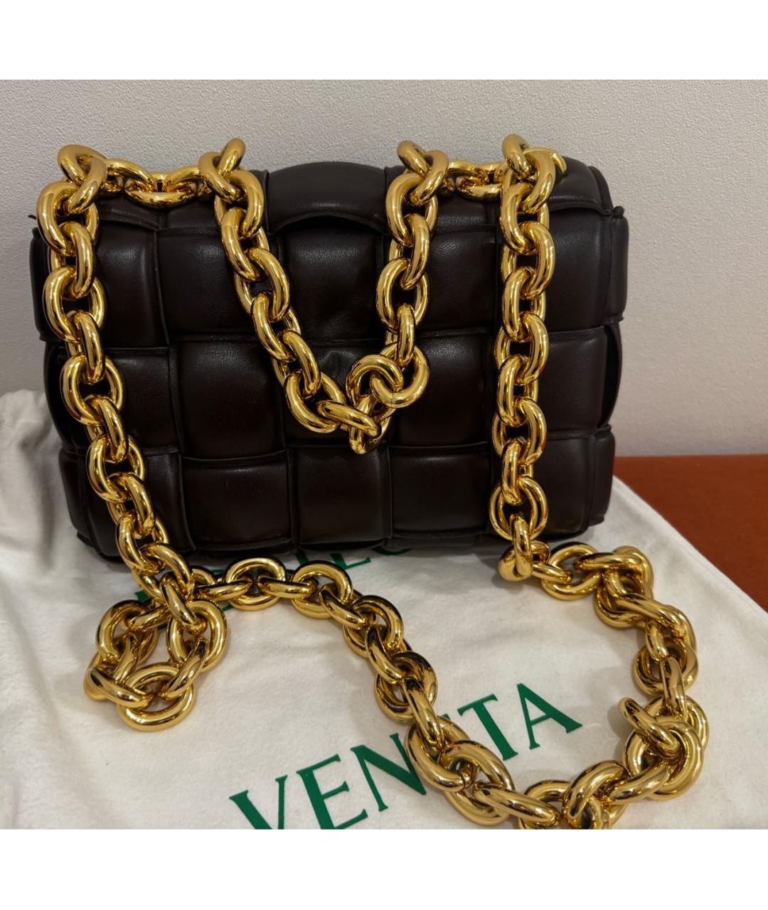 BOTTEGA VENETA Коричневая кожаная сумка через плечо, фото 9