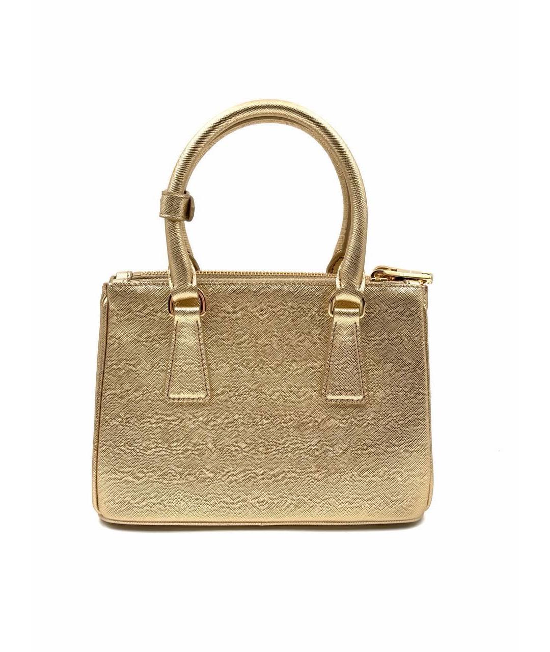 PRADA Золотая кожаная сумка с короткими ручками, фото 2