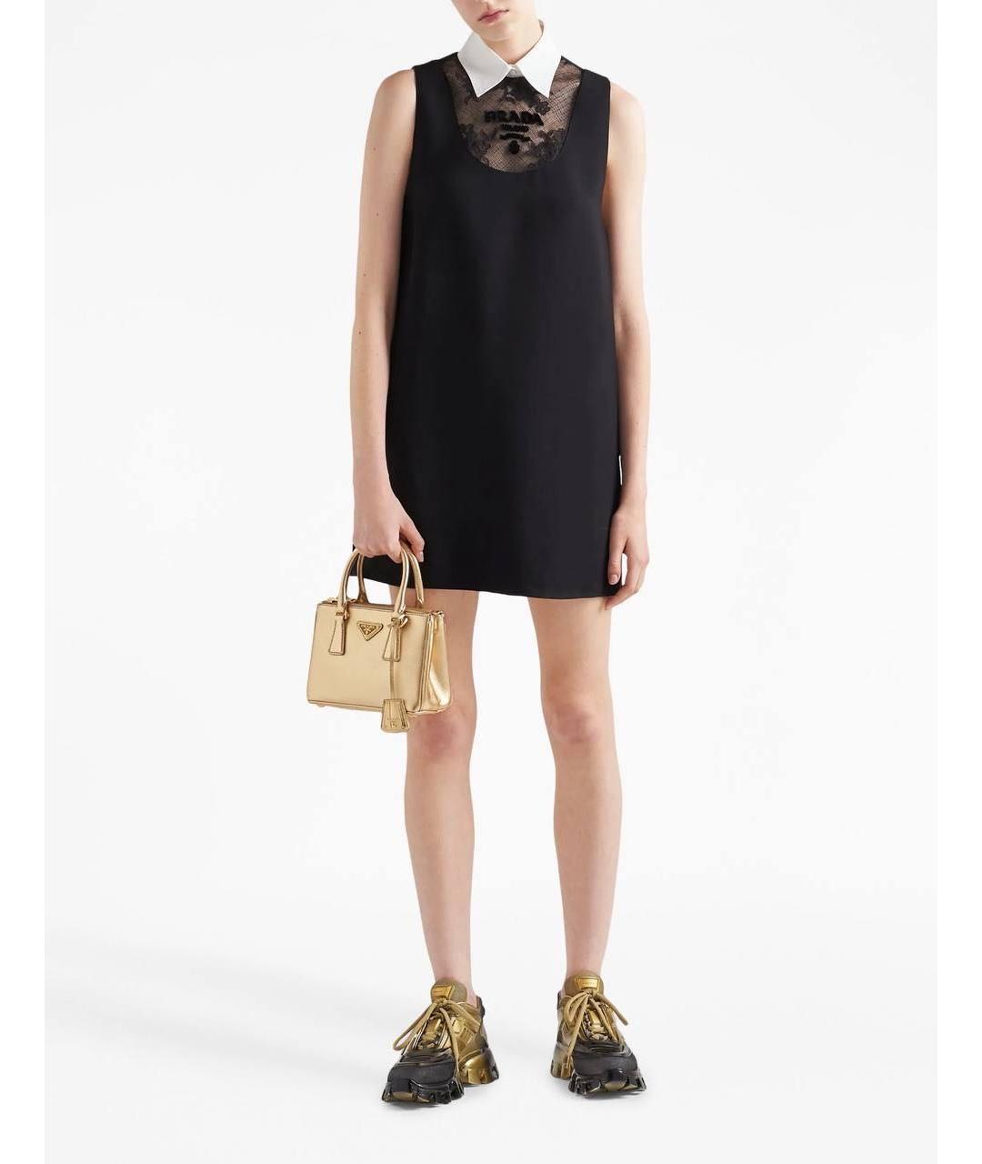 PRADA Золотая кожаная сумка с короткими ручками, фото 4