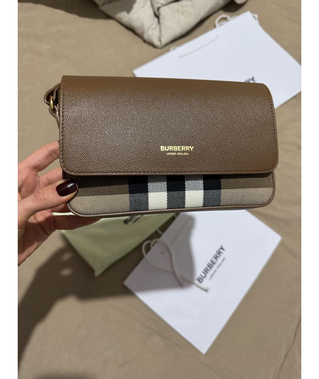 BURBERRY Коричневая кожаная сумка через плечо, фото 2