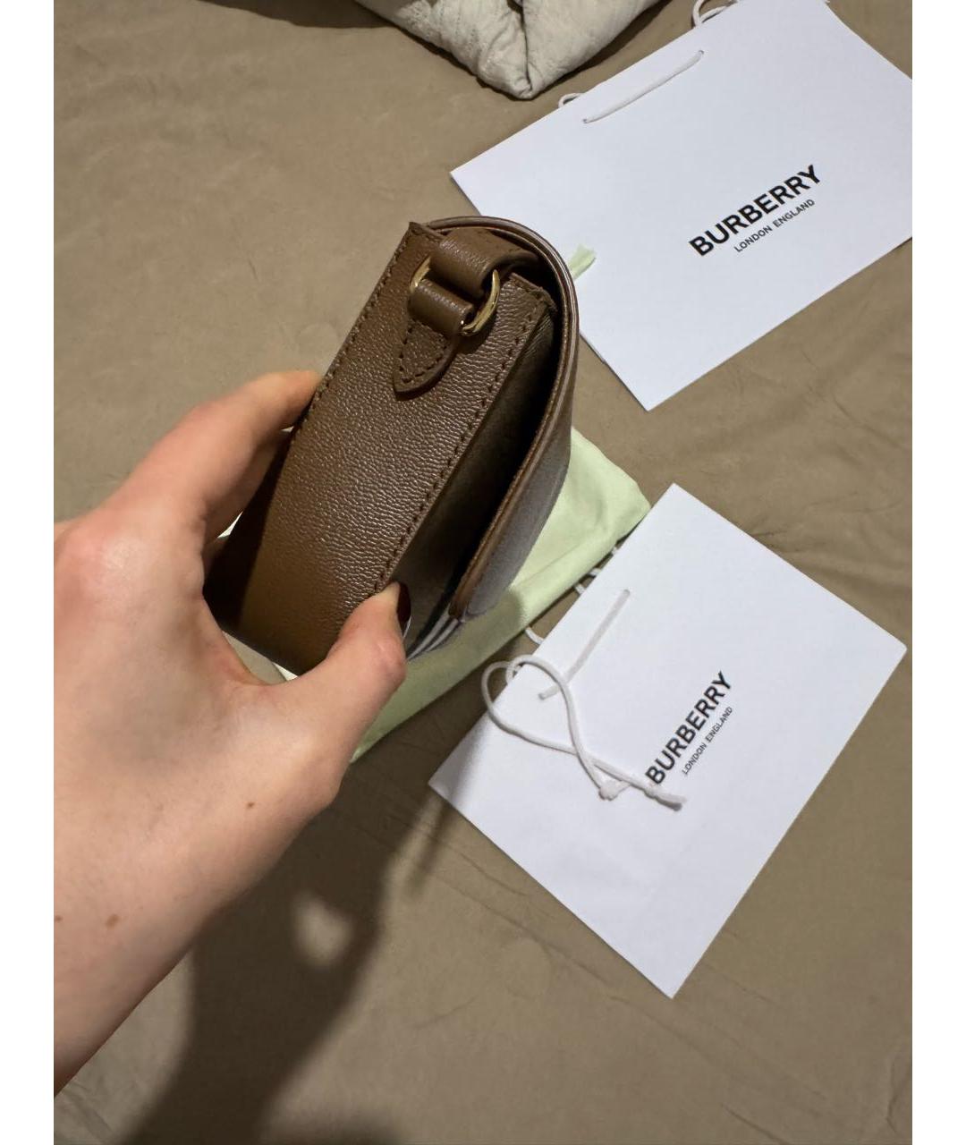 BURBERRY Коричневая кожаная сумка через плечо, фото 4