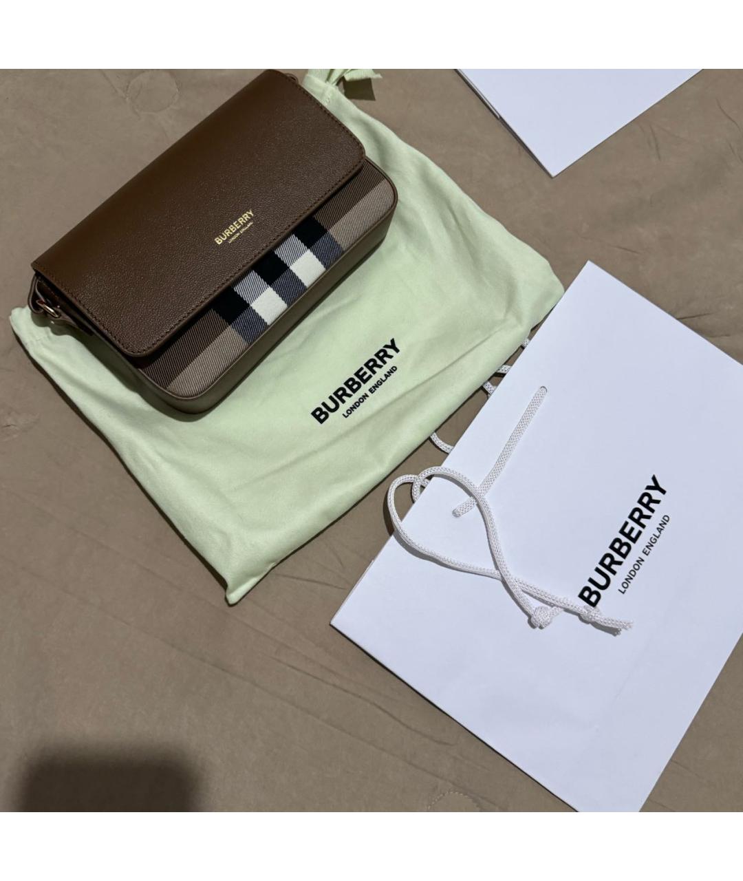 BURBERRY Коричневая кожаная сумка через плечо, фото 5