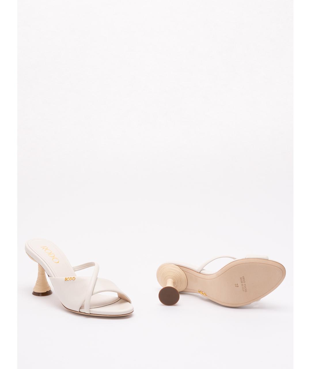 rodo Белые кожаные мюли, фото 4