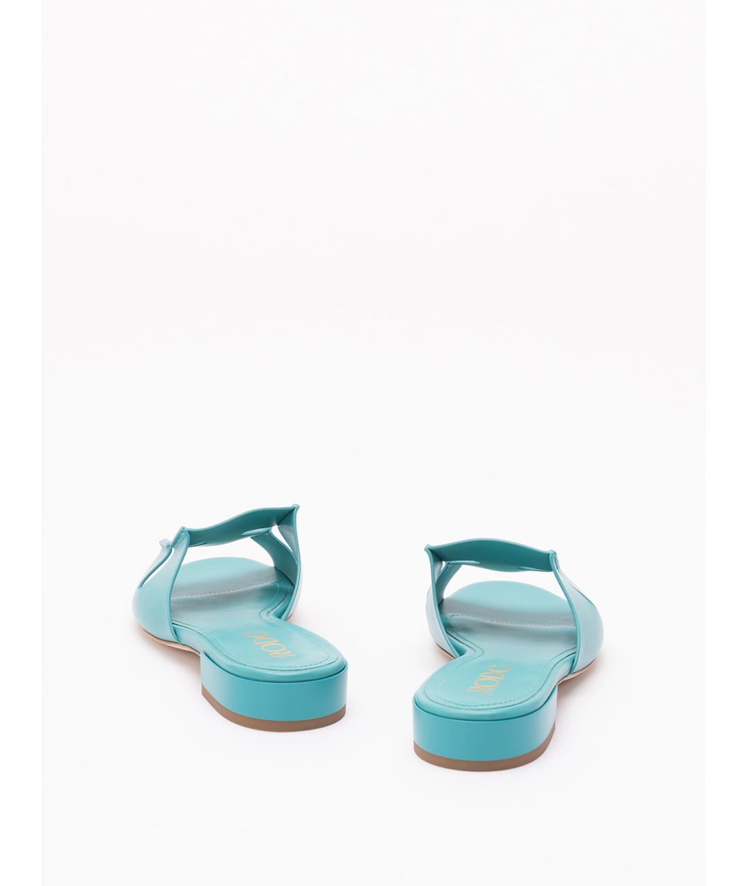 rodo Голубые кожаные шлепанцы, фото 3