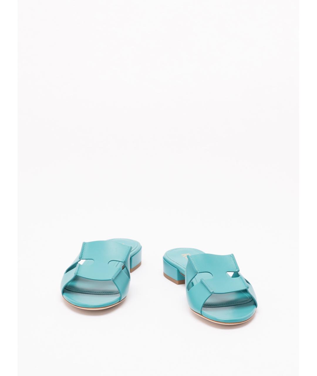 rodo Голубые кожаные шлепанцы, фото 2