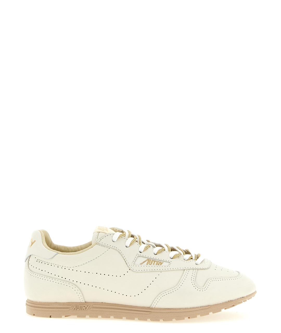 AUTRY Бежевые кожаные кроссовки, фото 1