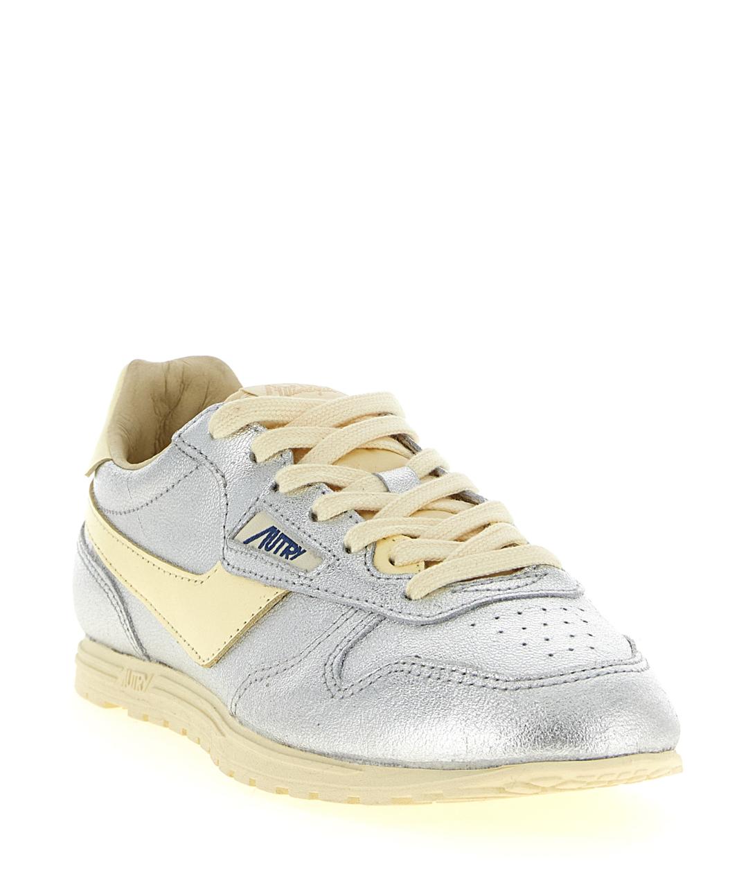 AUTRY Серебряные кожаные кроссовки, фото 2