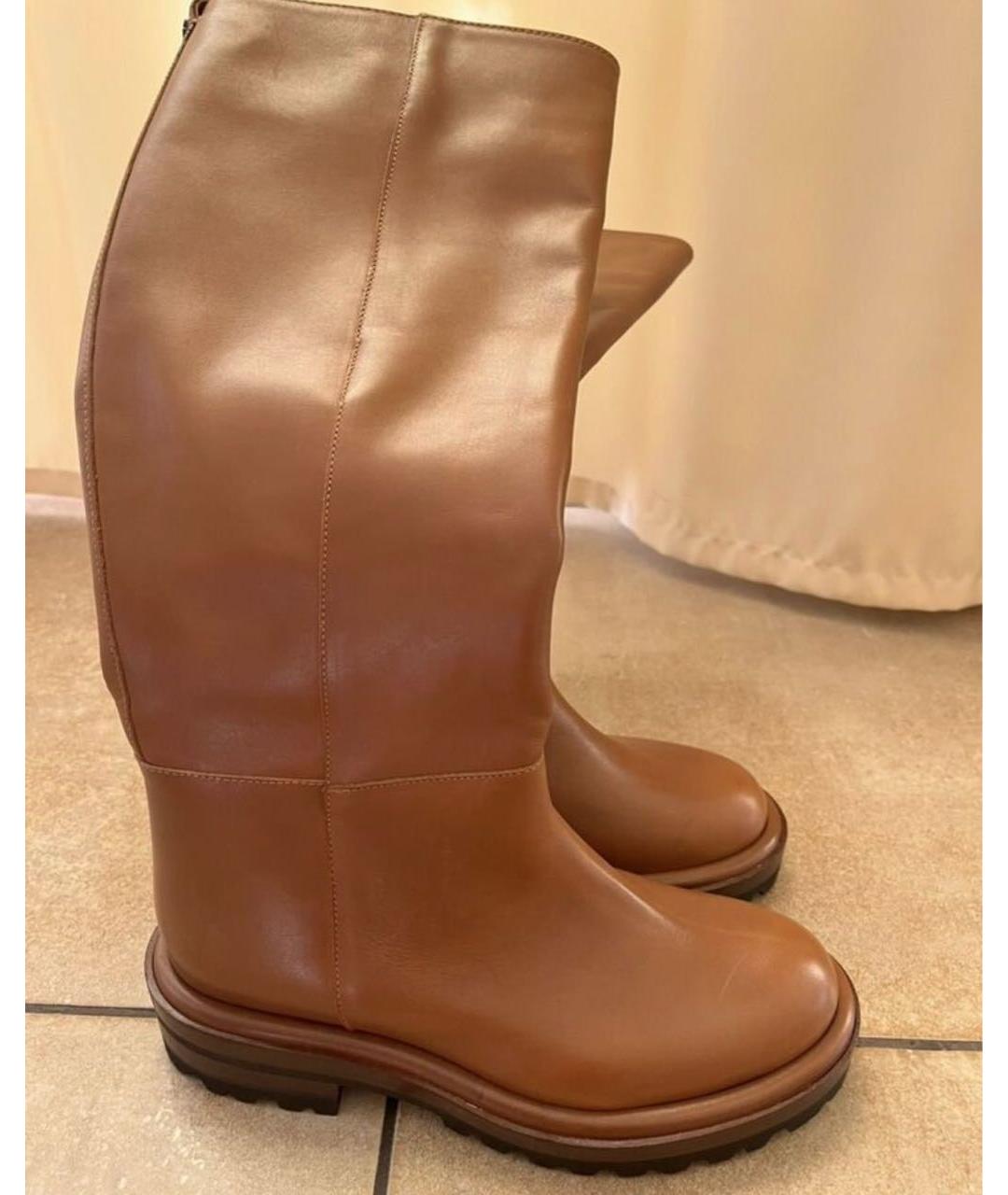 WEEKEND MAX MARA Коричневые кожаные сапоги, фото 3