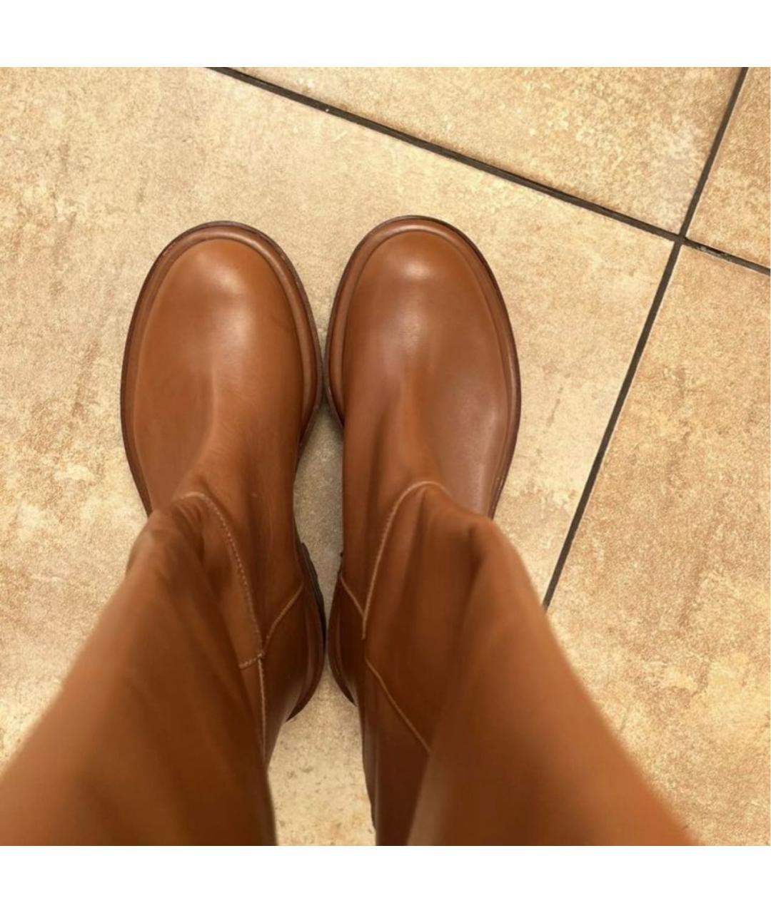 WEEKEND MAX MARA Коричневые кожаные сапоги, фото 4