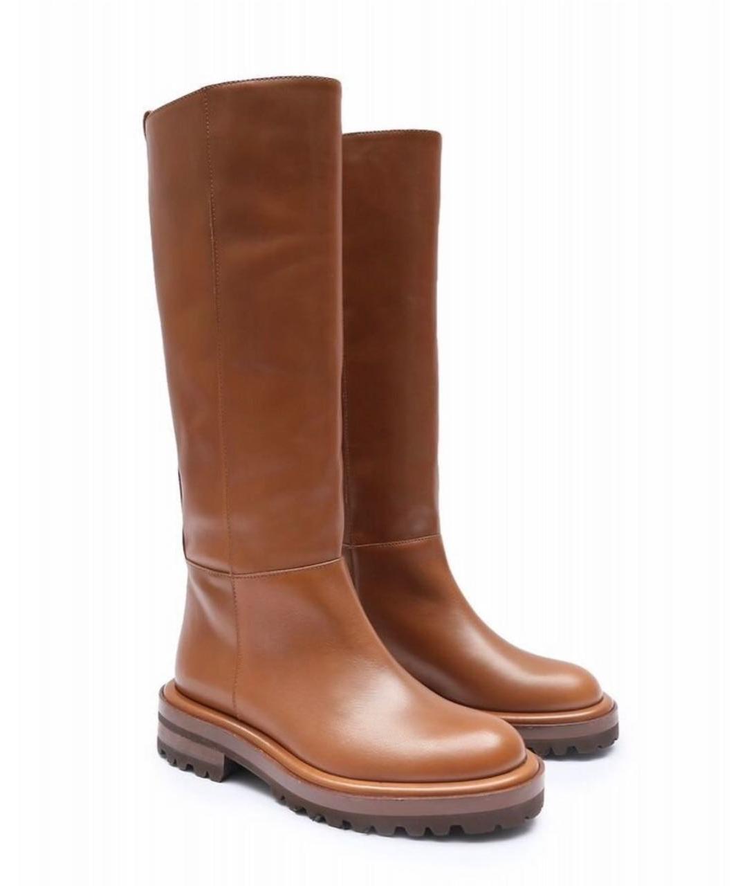 WEEKEND MAX MARA Коричневые кожаные сапоги, фото 9