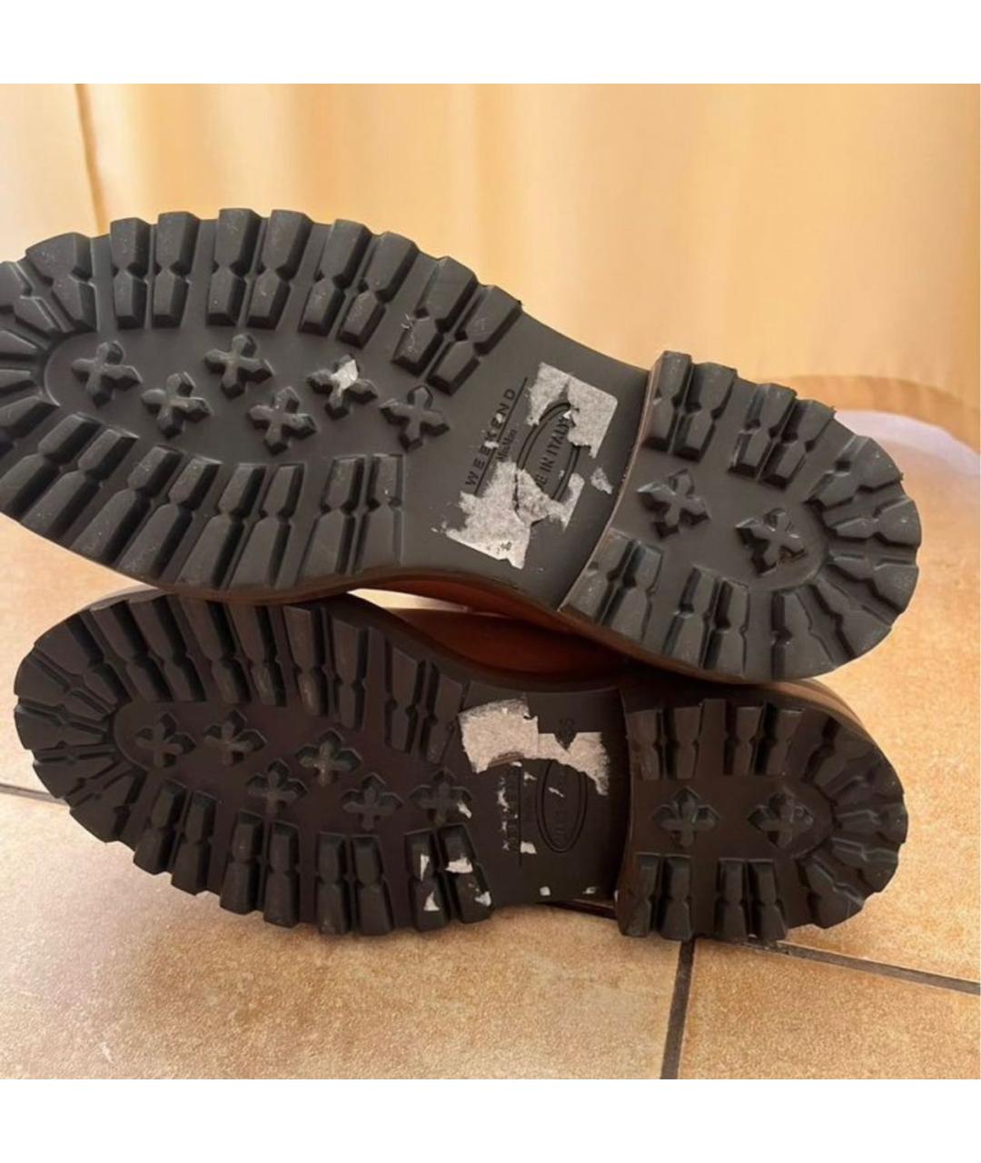 WEEKEND MAX MARA Коричневые кожаные сапоги, фото 8