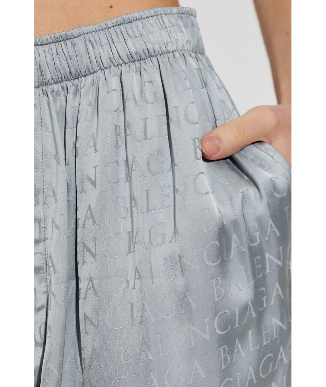 BALENCIAGA Серые вискозные брюки широкие, фото 4