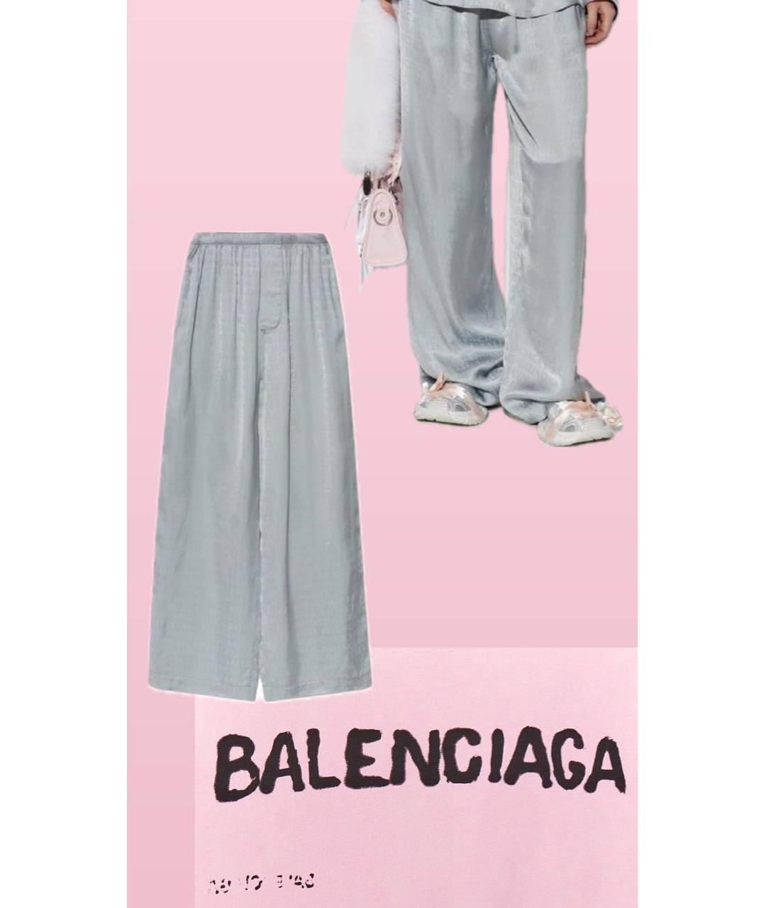 BALENCIAGA Серые вискозные брюки широкие, фото 7
