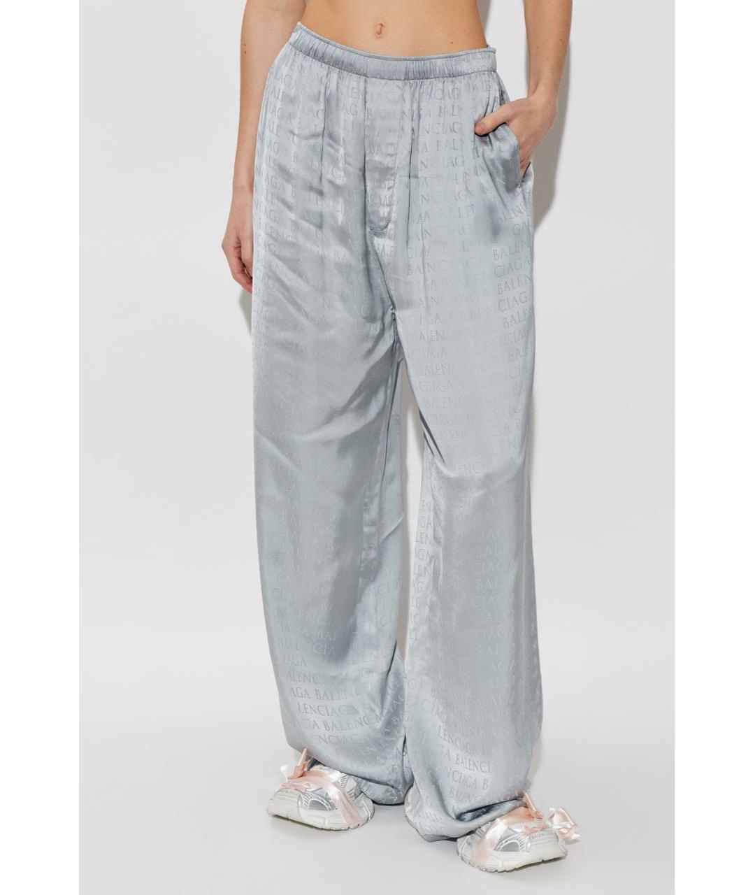 BALENCIAGA Серые вискозные брюки широкие, фото 3