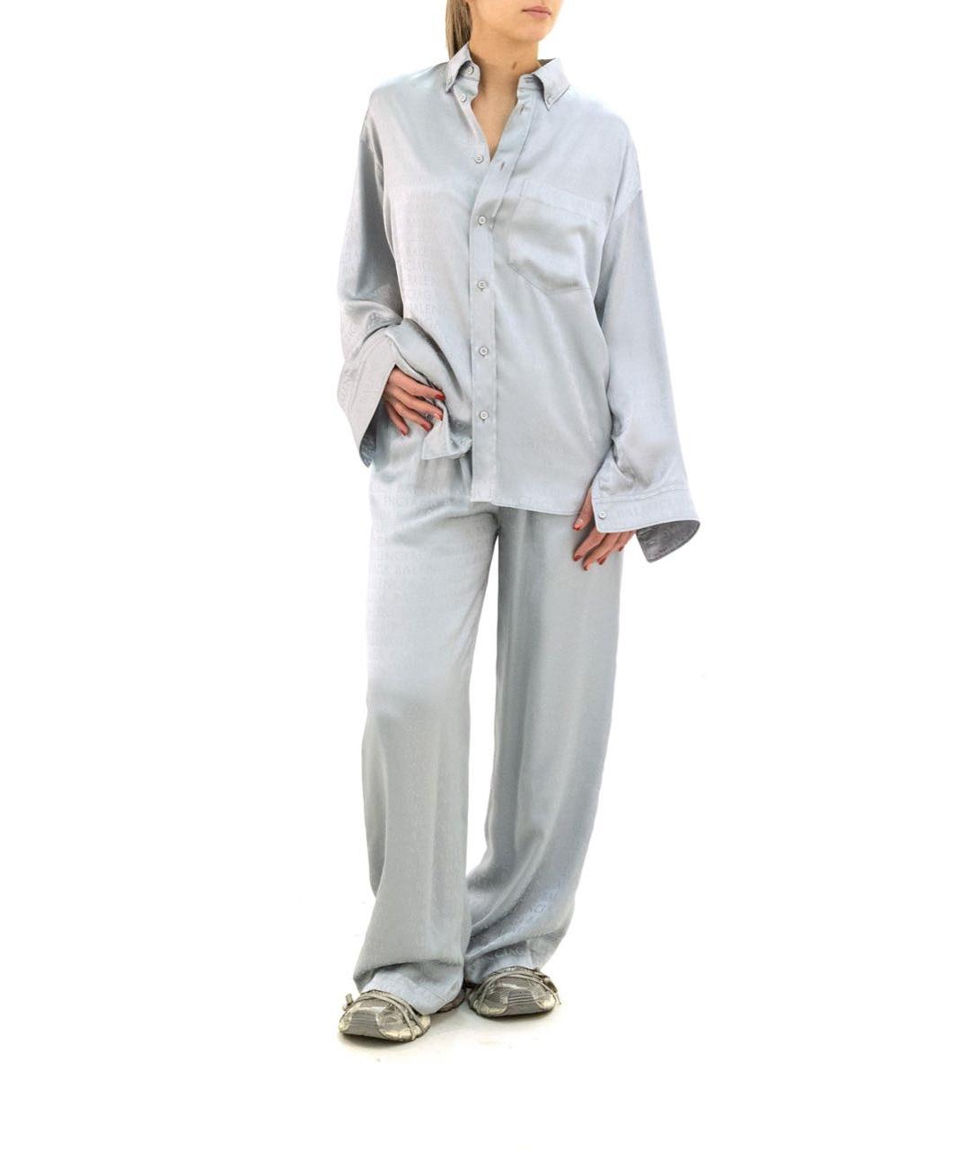 BALENCIAGA Серые вискозные брюки широкие, фото 6