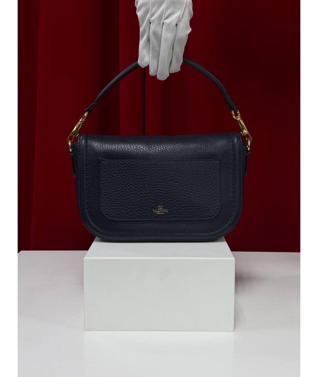 VALENTINO Темно-синяя кожаная сумка через плечо, фото 5