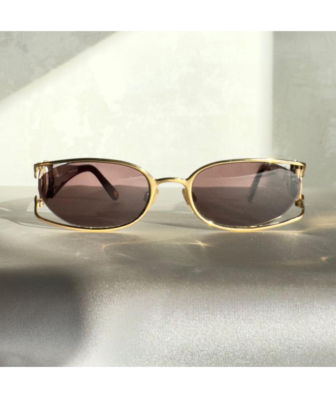 CHANEL Золотые металлические солнцезащитные очки, фото 9