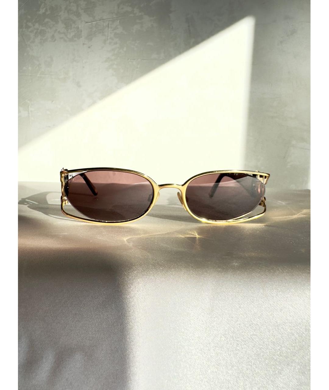 CHANEL Золотые металлические солнцезащитные очки, фото 6