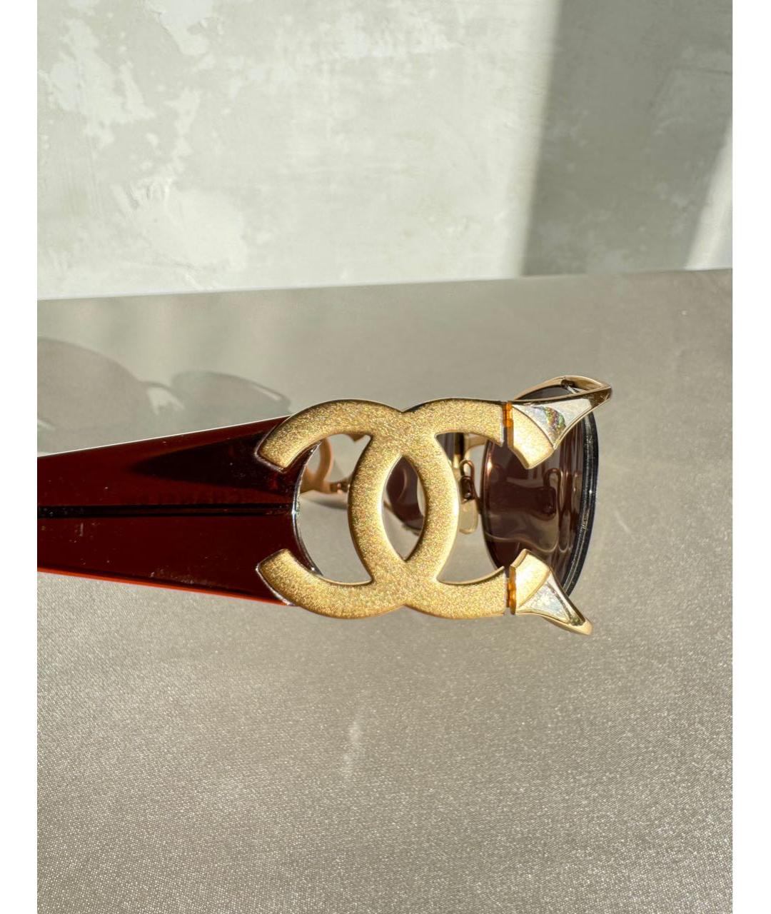 CHANEL Золотые металлические солнцезащитные очки, фото 5