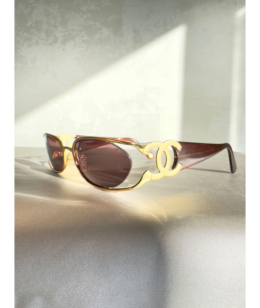 CHANEL Золотые металлические солнцезащитные очки, фото 2