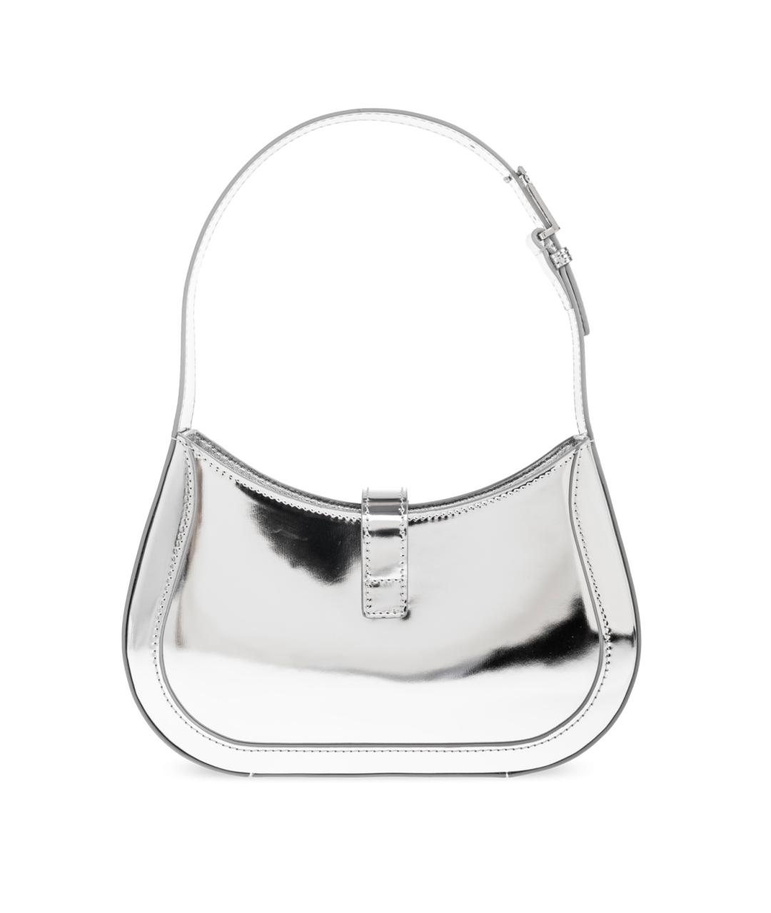 VERSACE Серебряная кожаная сумка с короткими ручками, фото 3