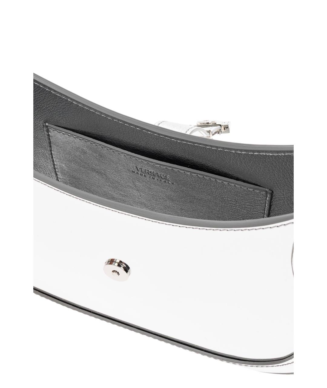 VERSACE Серебряная кожаная сумка с короткими ручками, фото 4