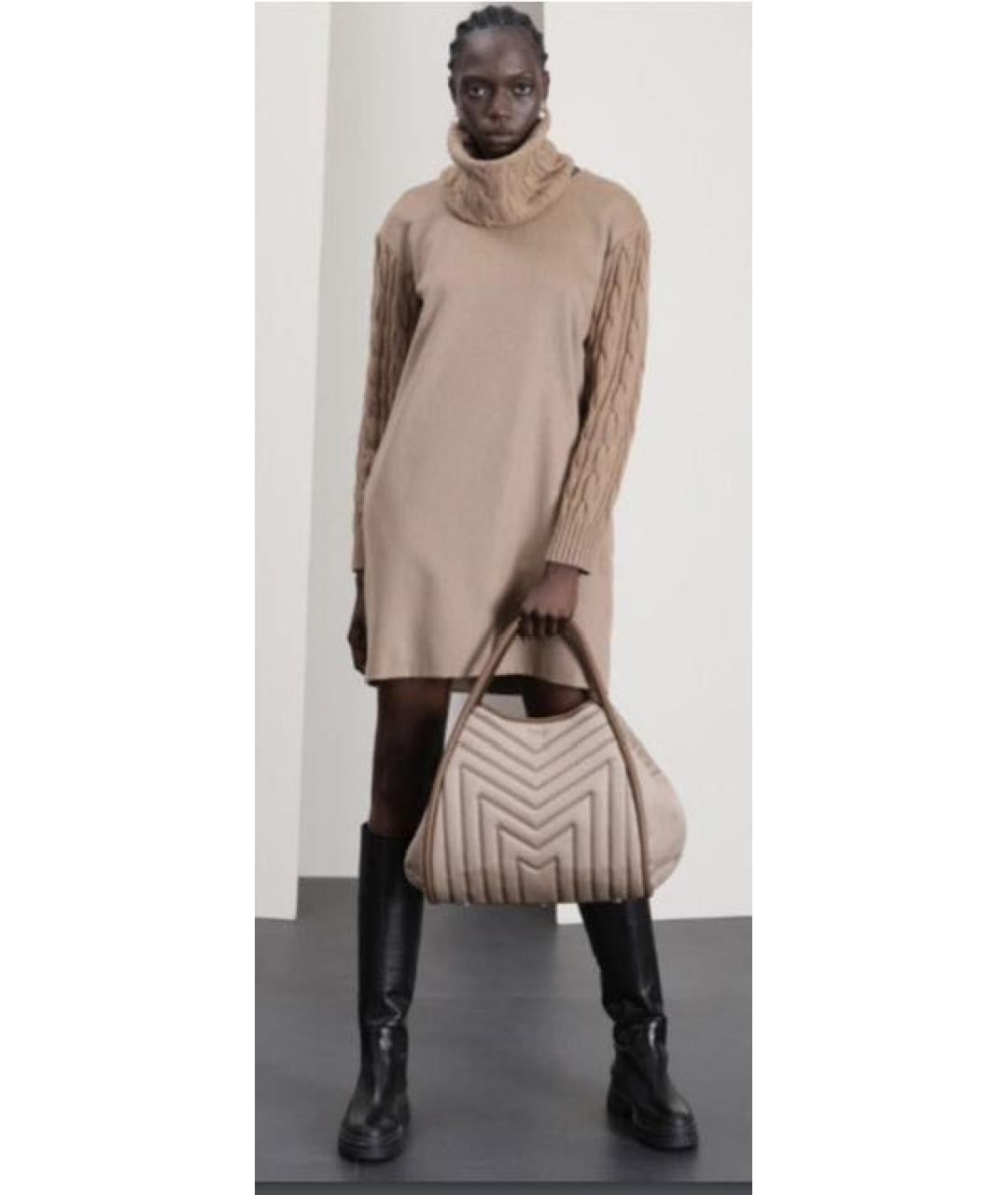 MAX MARA Бежевое шерстяное повседневное платье, фото 5