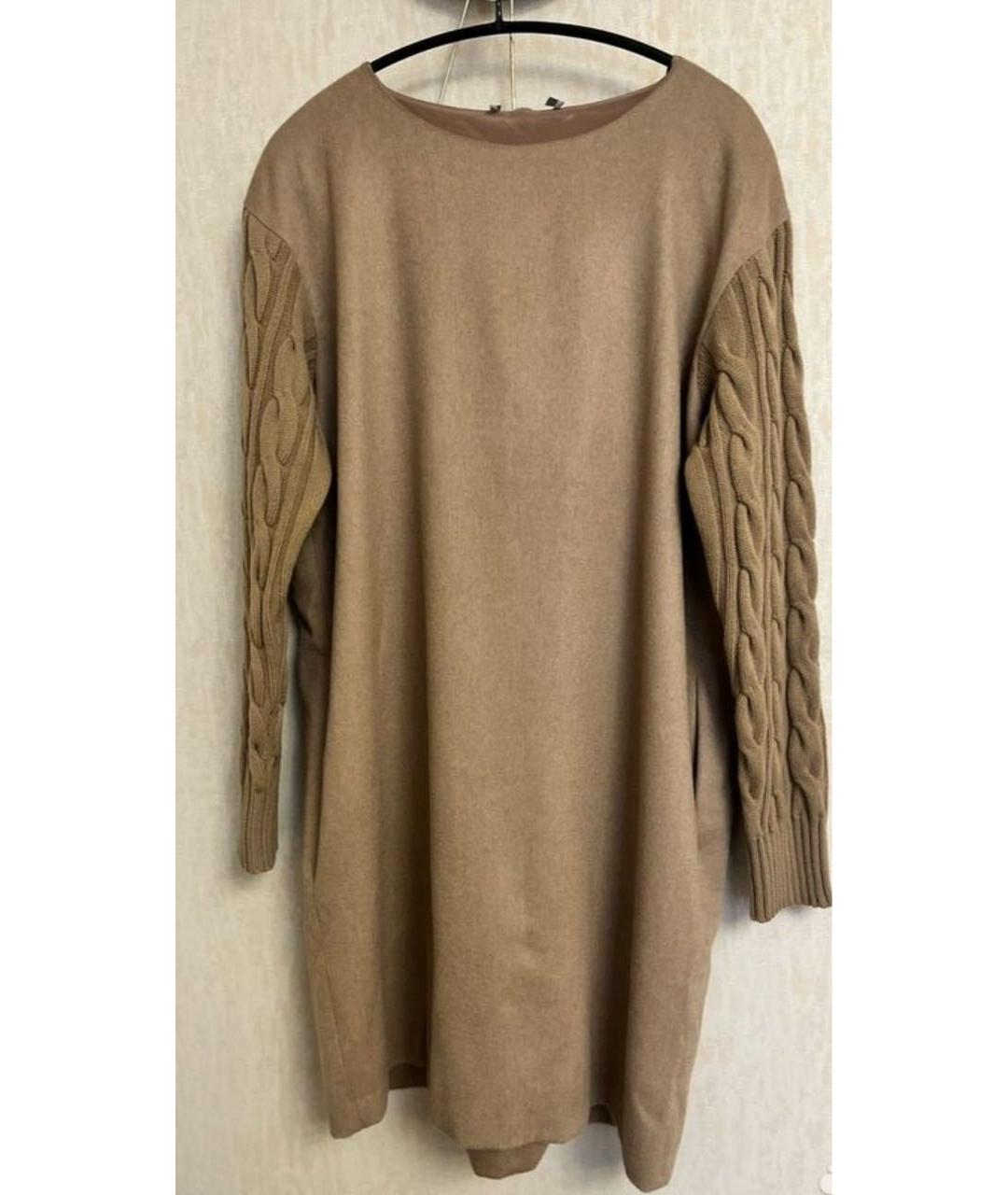 MAX MARA Бежевое шерстяное повседневное платье, фото 6