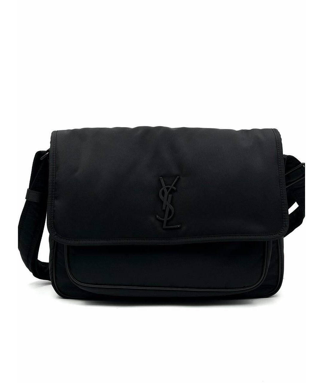 SAINT LAURENT Черная тканевая сумка на плечо, фото 3