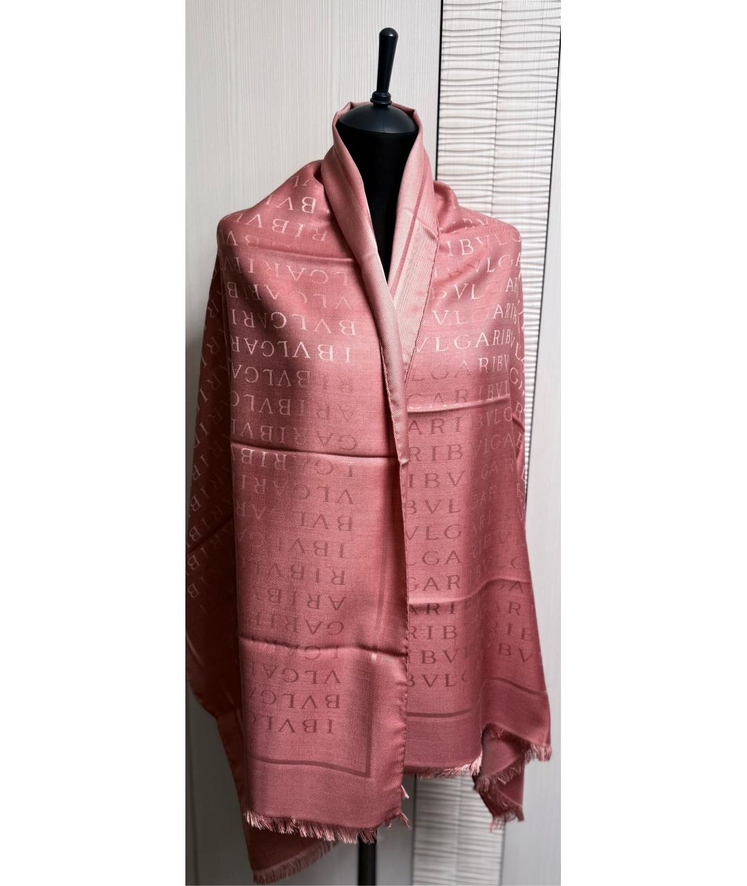 BVLGARI Коралловый шерстяной шарф, фото 8