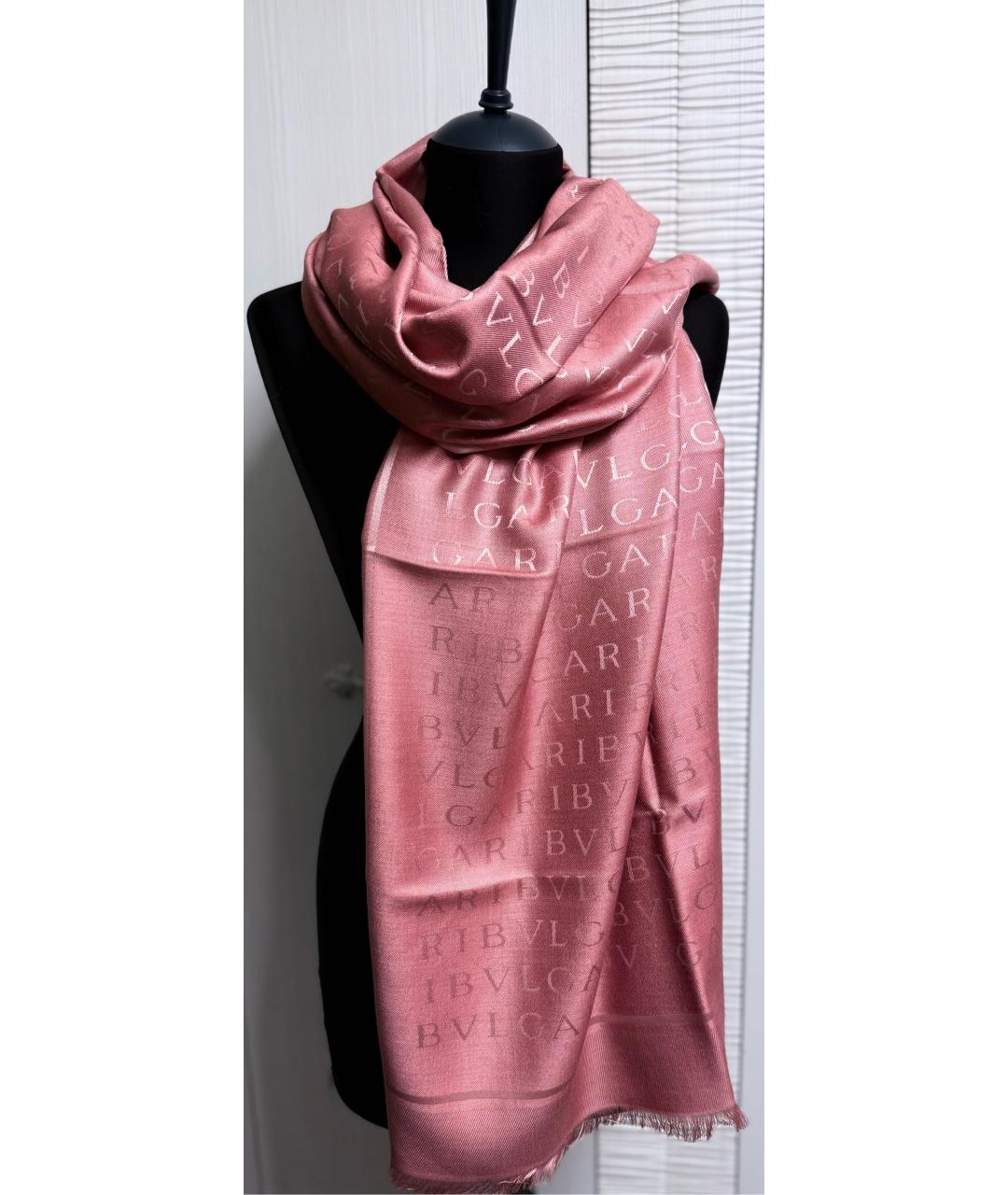 BVLGARI Коралловый шерстяной шарф, фото 5
