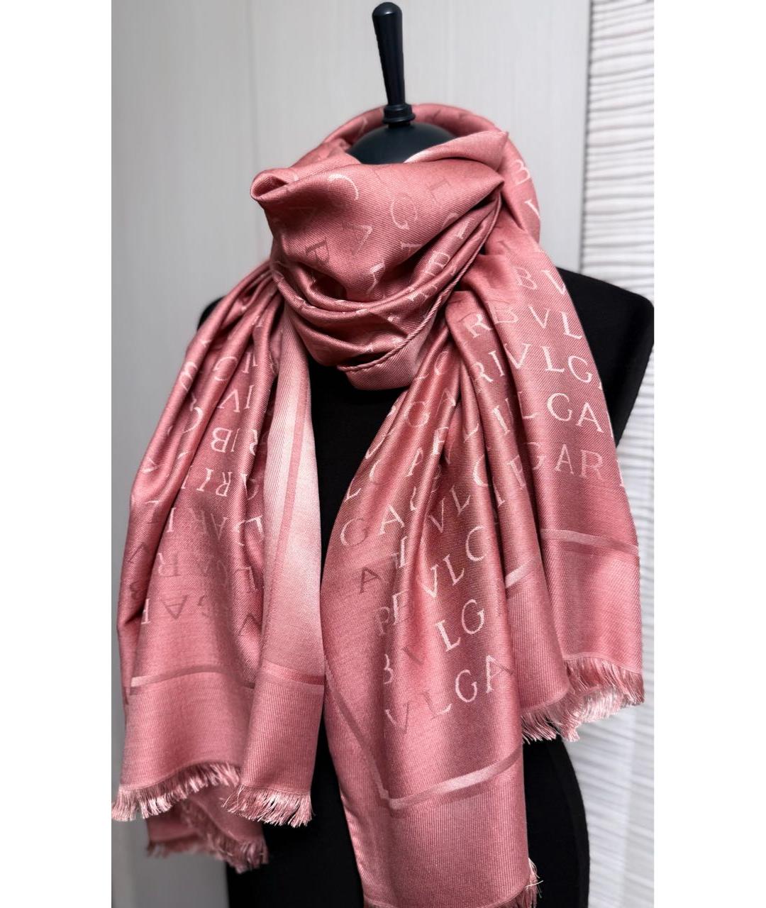 BVLGARI Коралловый шерстяной шарф, фото 9