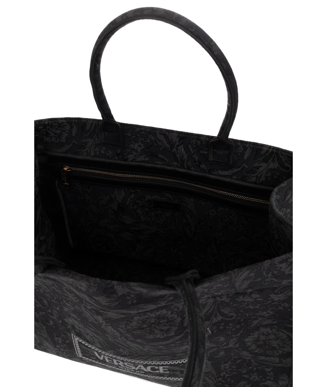 VERSACE Черная тканевая сумка тоут, фото 5