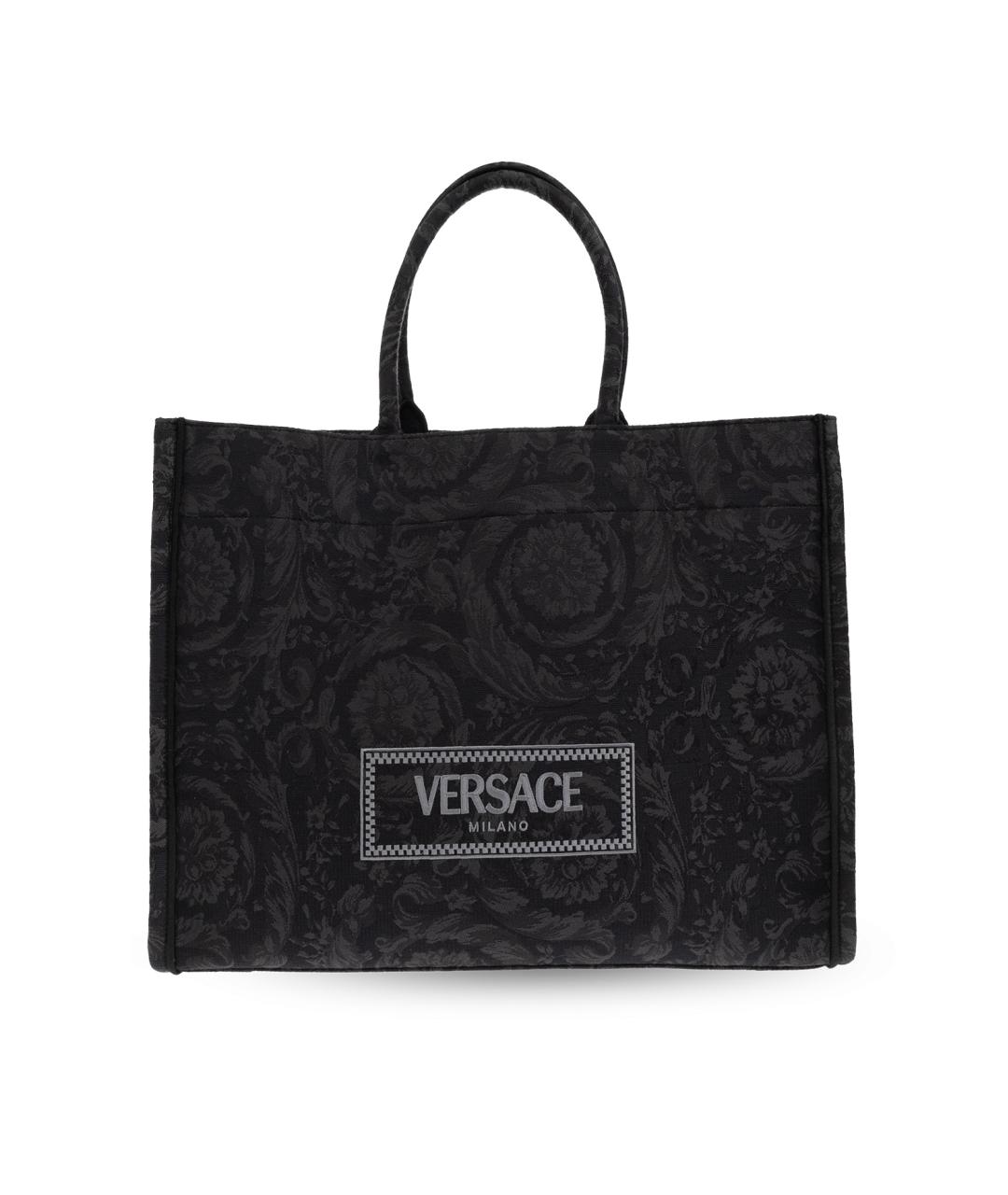 VERSACE Черная тканевая сумка тоут, фото 1