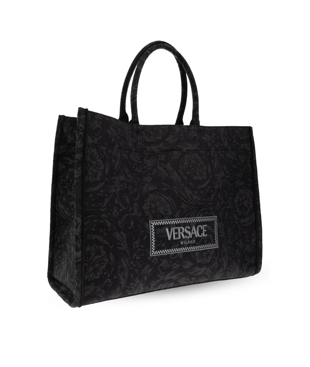 VERSACE Черная тканевая сумка тоут, фото 3