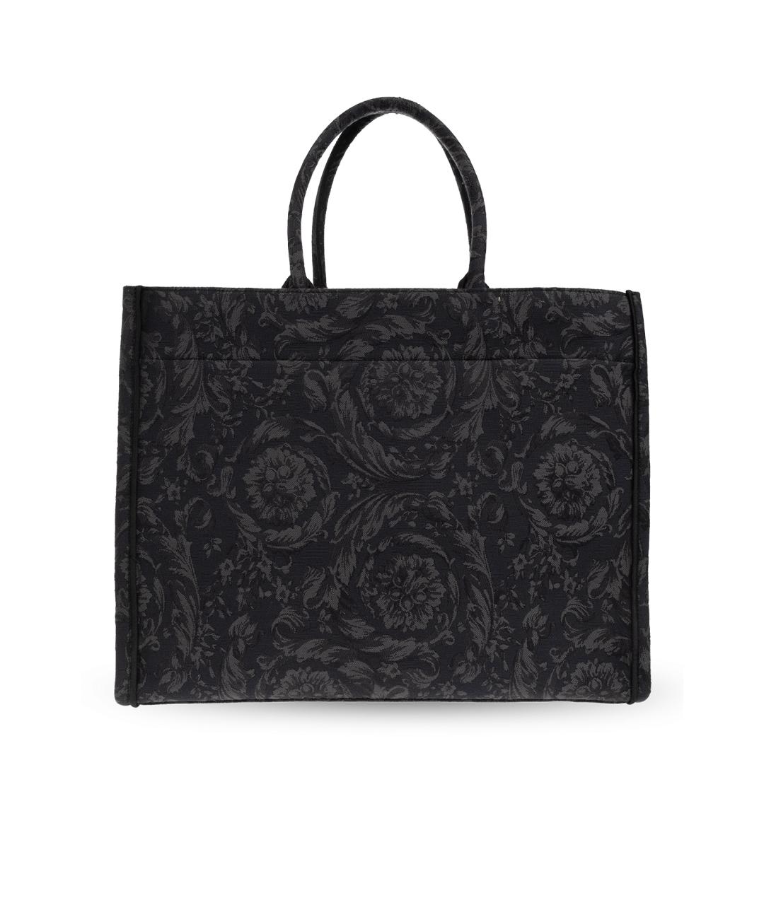 VERSACE Черная тканевая сумка тоут, фото 4