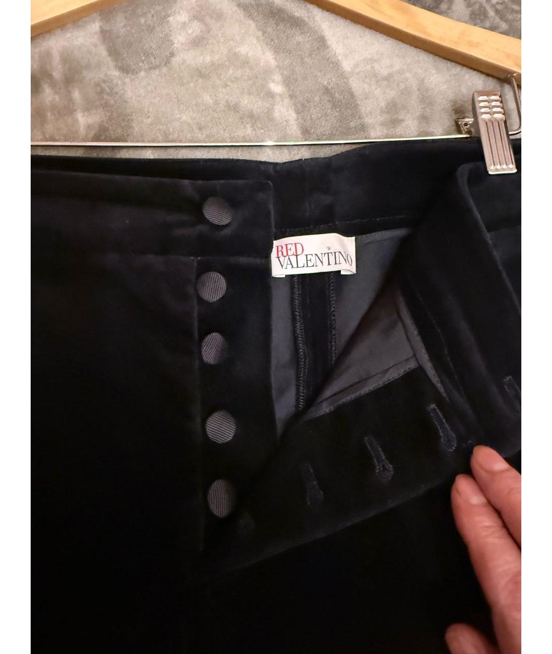 RED VALENTINO Черные бархатные прямые брюки, фото 3