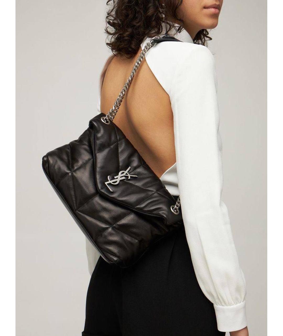 SAINT LAURENT Черная кожаная сумка через плечо, фото 6