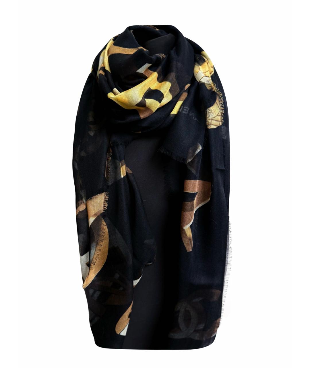 CHANEL Черный кашемировый платок, фото 1