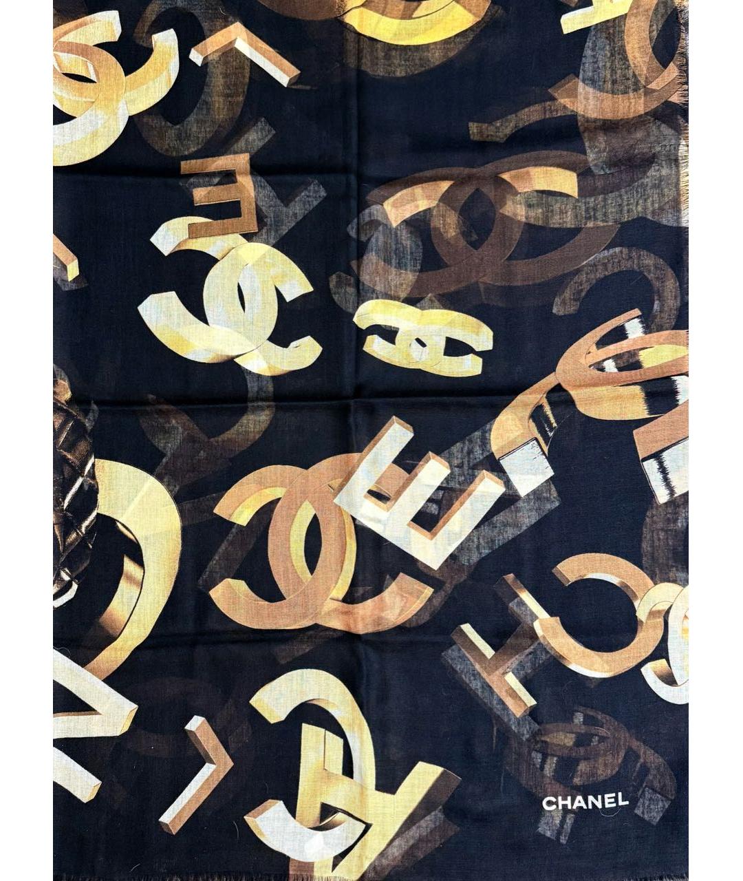 CHANEL Черный кашемировый платок, фото 2