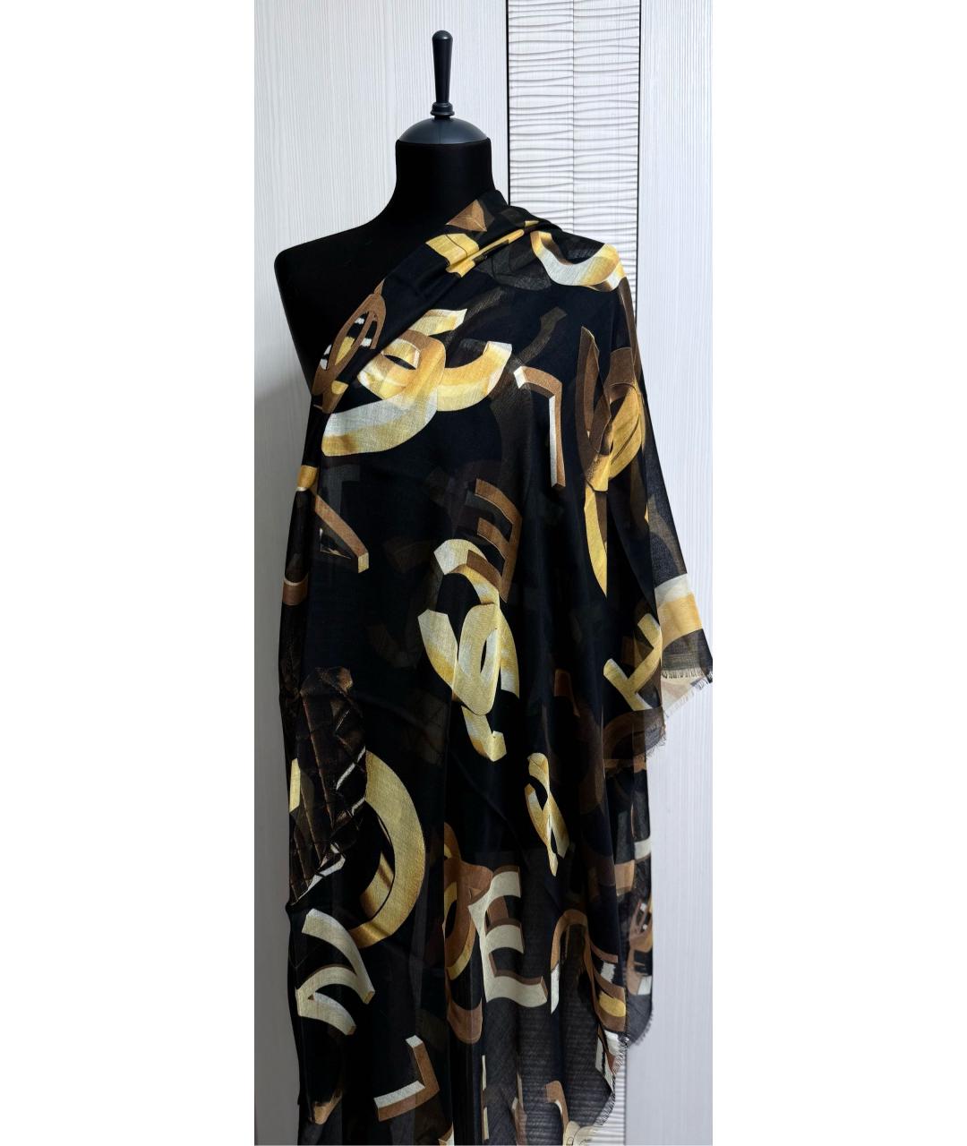 CHANEL Черный кашемировый платок, фото 3