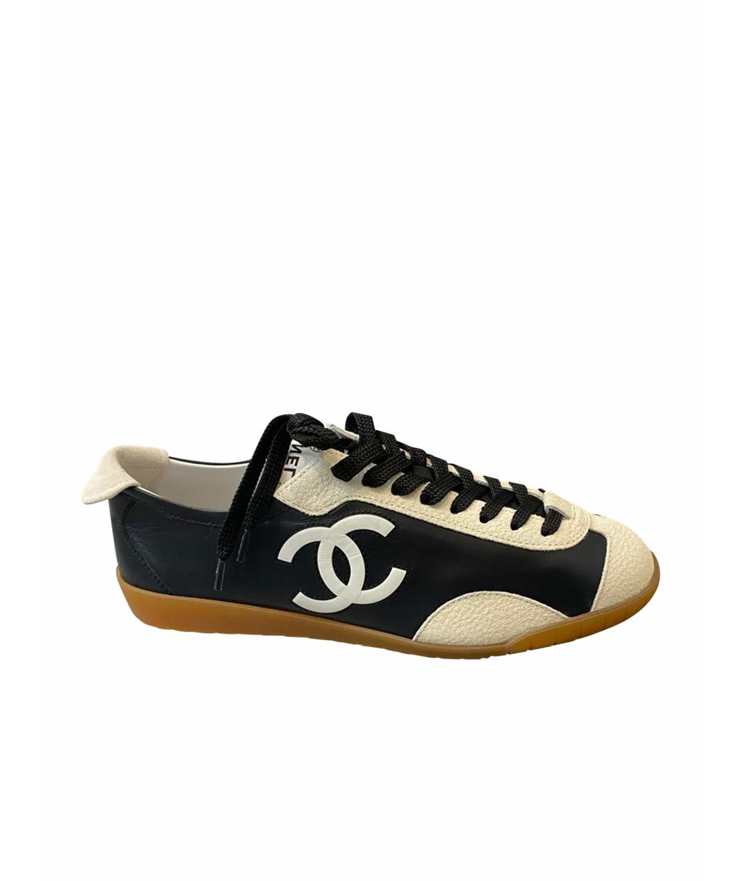 CHANEL Черные кожаные кроссовки, фото 1