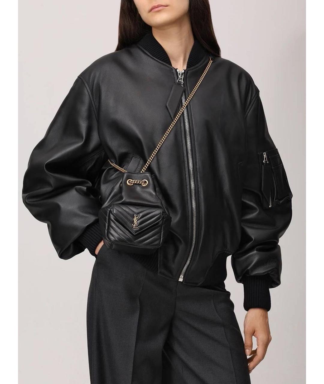 SAINT LAURENT Черная кожаная сумка через плечо, фото 5