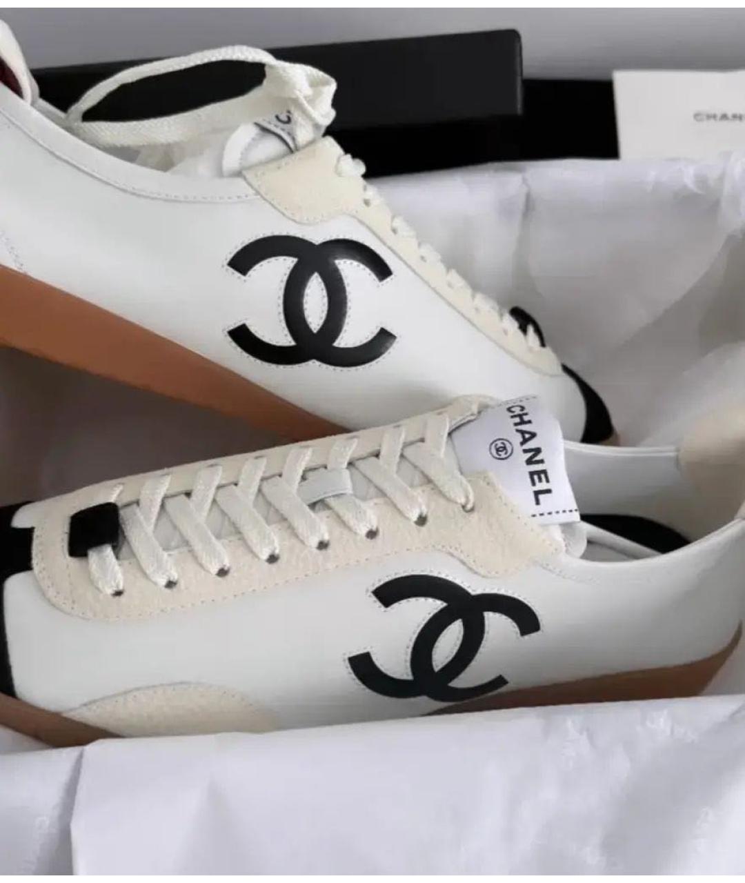 CHANEL Белые кожаные кеды, фото 3