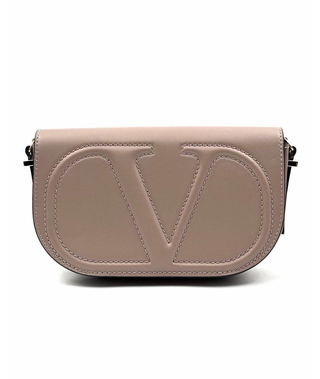 VALENTINO Бежевая кожаная сумка через плечо, фото 6